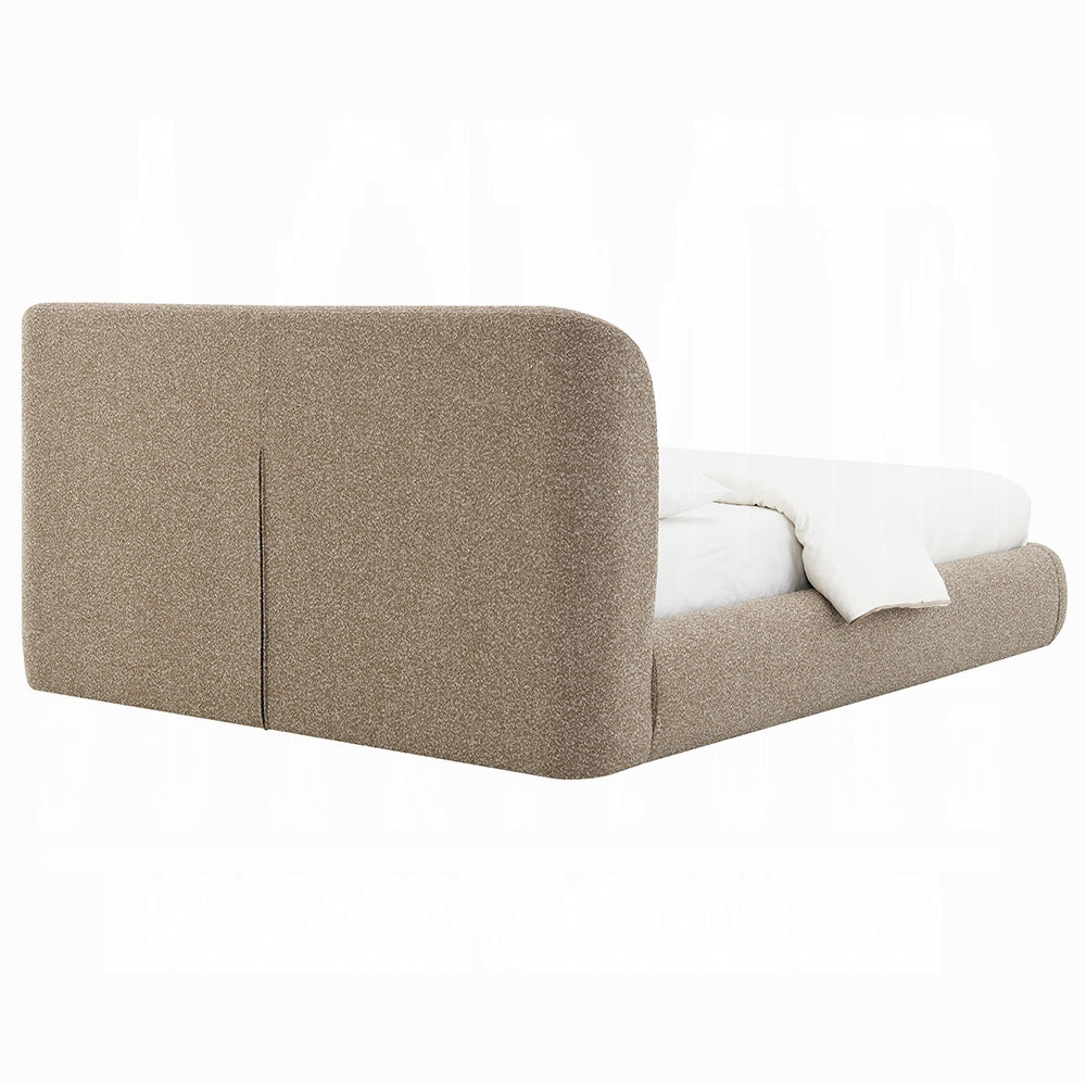 Lit plateforme Tapi rembourré en tissu Tweed | 178 × 102 × 244 cm | Beige