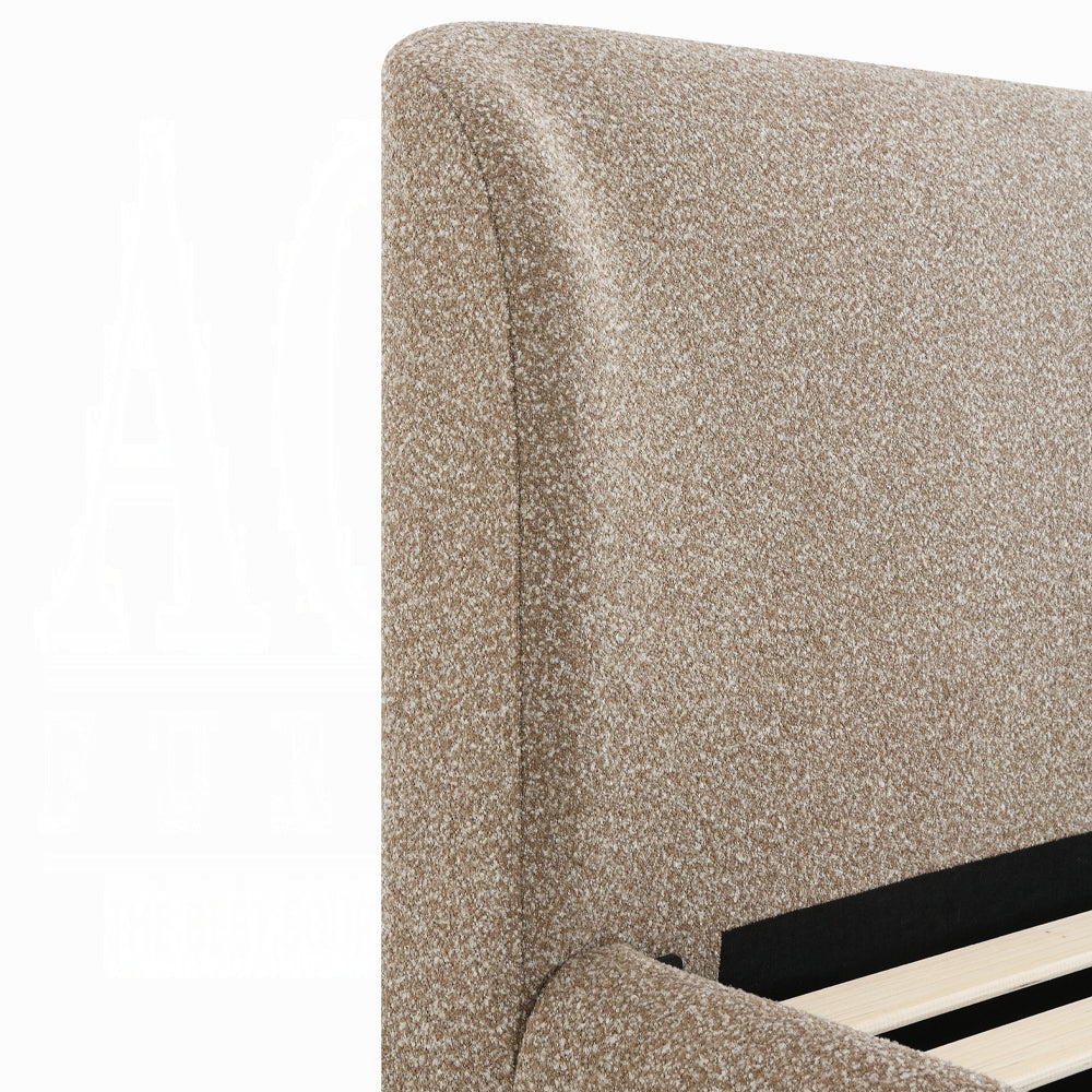 Lit plateforme Tapi rembourré en tissu Tweed | 178 × 102 × 244 cm | Beige