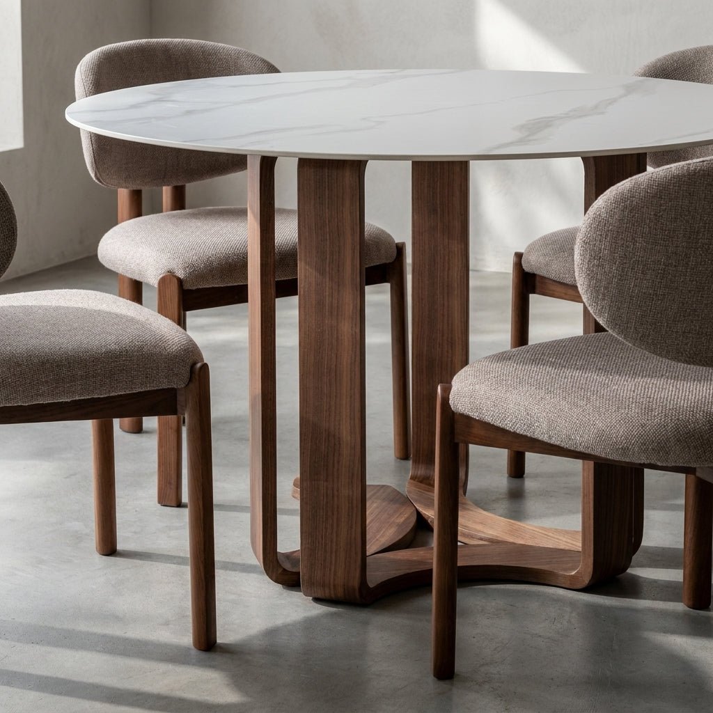 Ensemble de 2 chaises de salle à manger Liana | Tissu taupe | Pieds finition noyer