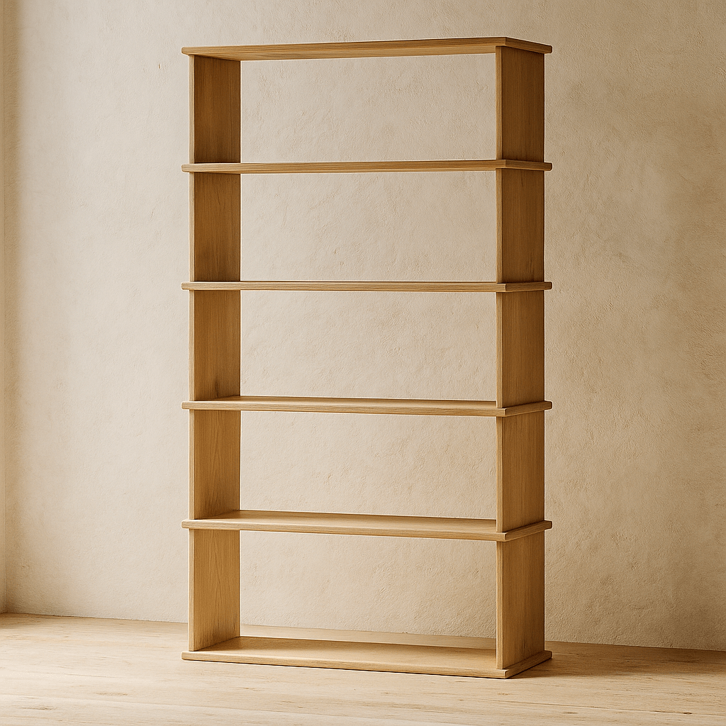 Bibliothèque 5 étagères en Chêne Massif | Fait à la main | Finition Chêne Blanc - Les Trouvailles de JustineBookshelfOmba