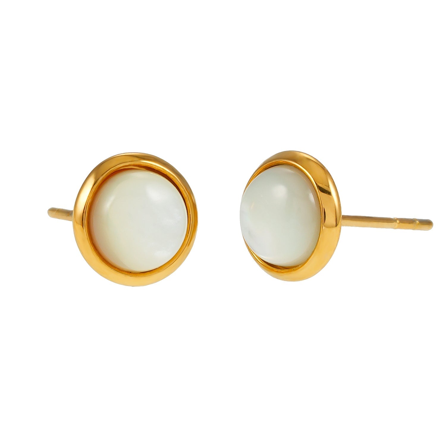 Boucles d’oreilles ENFIELD | Clous ronds en nacre naturelle cerclés d’or - Les Trouvailles de JustineSTUD EARRINGSHACKNEY NINE Jewellery