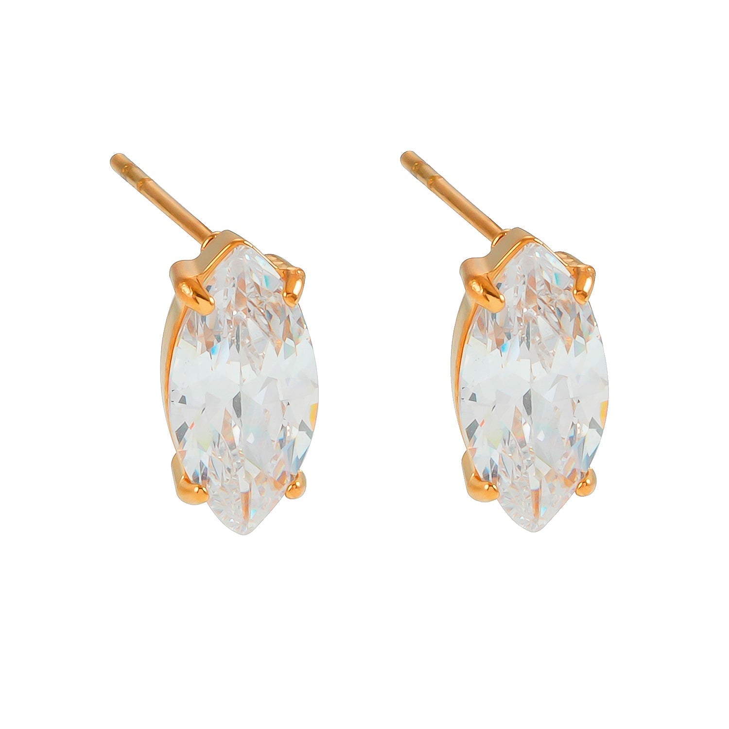 Boucles d’oreilles NUIT PARIS | Clous marquise pavé zirconia dorés - Les Trouvailles de JustineSTUD EARRINGSHACKNEY NINE Jewellery