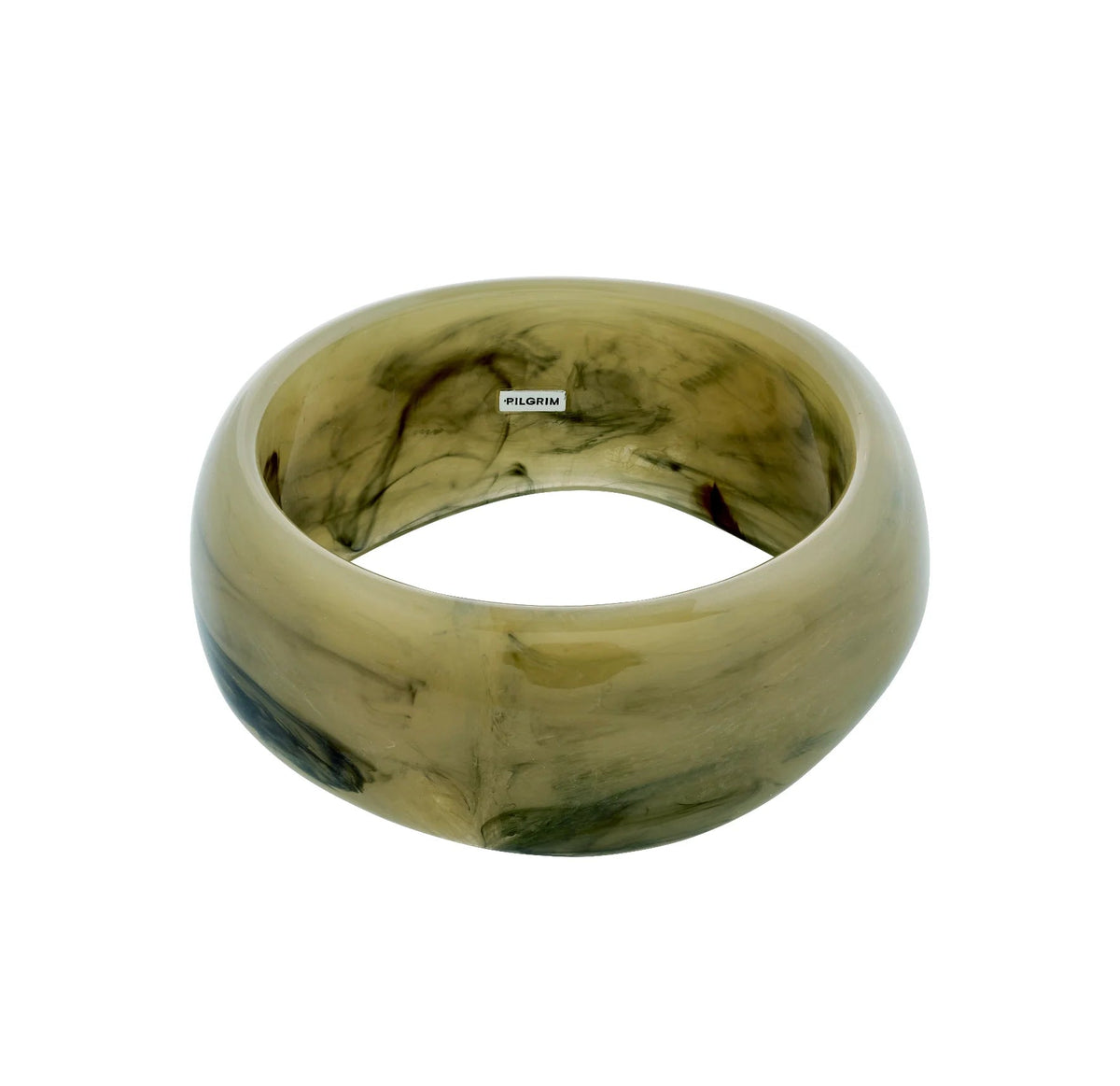 Bracelet manchette AASE vert marbré Pilgrim fait à la main, fabriqué à 99 % de matériaux recyclés.