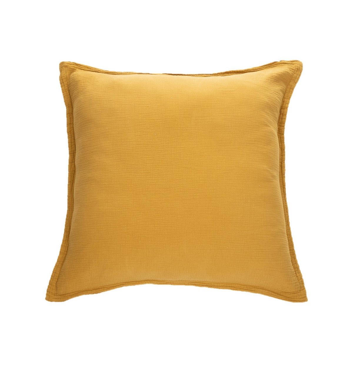 Cache-oreiller européen en mousseline jaune 28 x 28 pouces sur fond blanc