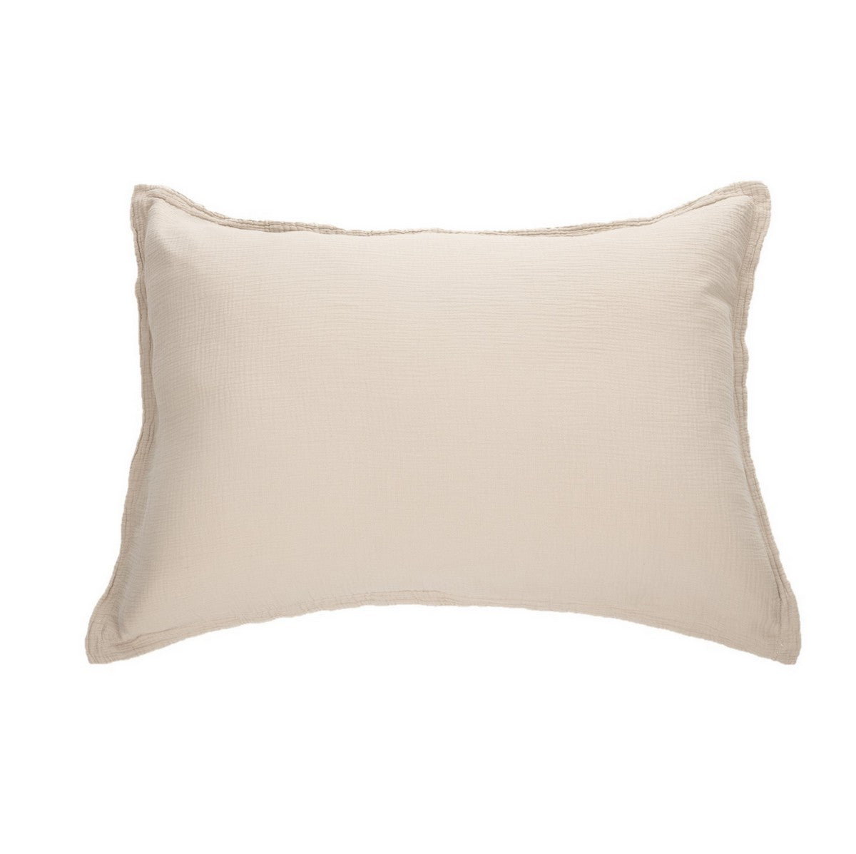 Oreiller décoratif en mousseline naturelle beige clair, housse lisse à coutures
