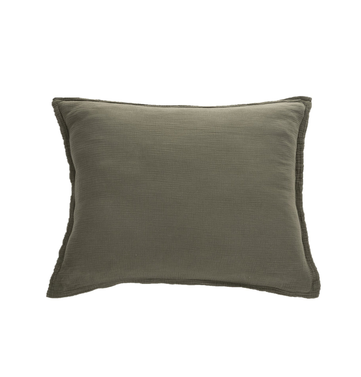 Taie d’oreiller décorative en lin délavé olive, style enveloppant, tissu tissé texturé