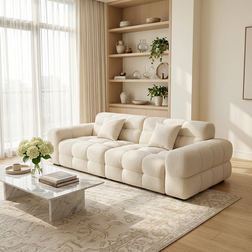 Canapé en tissu Vancouver | Microfibre givrée | Revêtement anti - taches | Cadre en bois massif - Les Trouvailles de JustinesofaAltera120cm