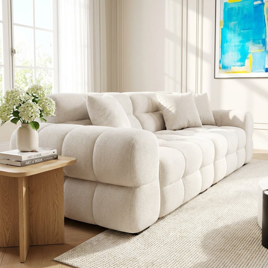 Canapé en tissu Vancouver | Microfibre givrée | Revêtement anti - taches | Cadre en bois massif - Les Trouvailles de JustinesofaAltera120cm