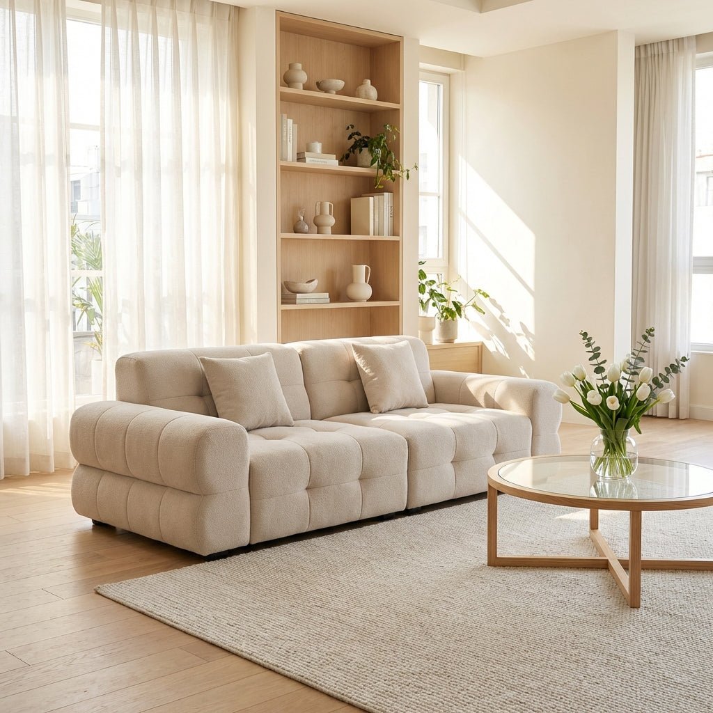 Canapé en tissu Vancouver | Microfibre givrée | Revêtement anti - taches | Cadre en bois massif - Les Trouvailles de JustinesofaAltera120cm