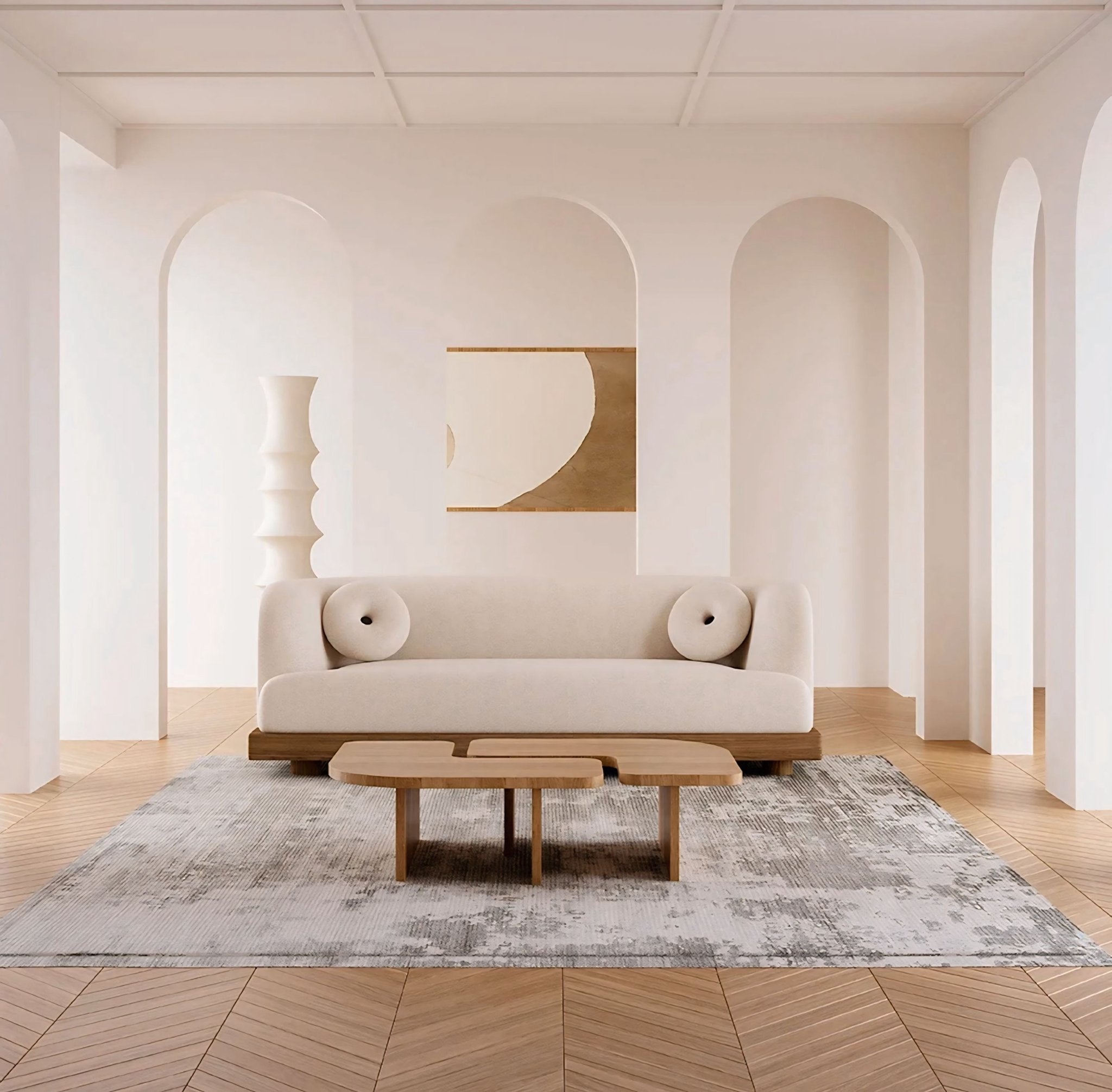 Canapé Endo | Bouclé | Base en bois | Design minimaliste - Les Trouvailles de JustineNisu Home1.7m