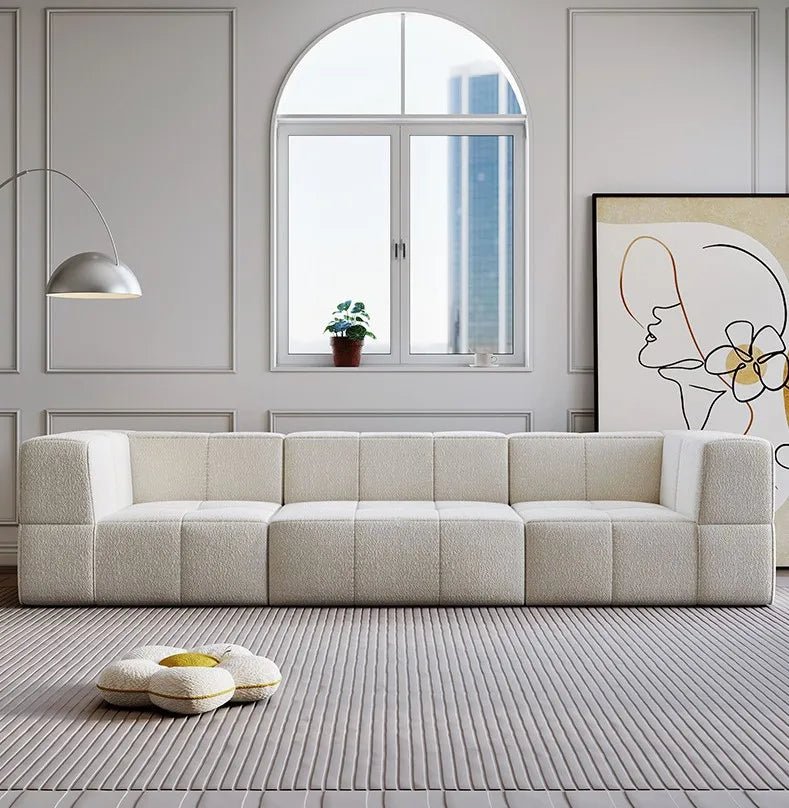 Canapé Koto | Tissu bouclé ou velours | Design modulaire | Style moderne - Les Trouvailles de JustineNisu Home