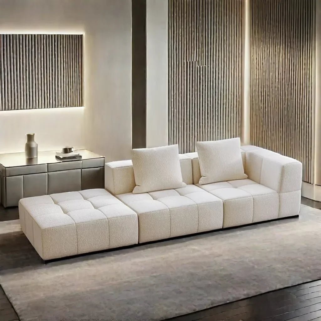Canapé Koto | Tissu bouclé ou velours | Design modulaire | Style moderne - Les Trouvailles de JustineNisu Home