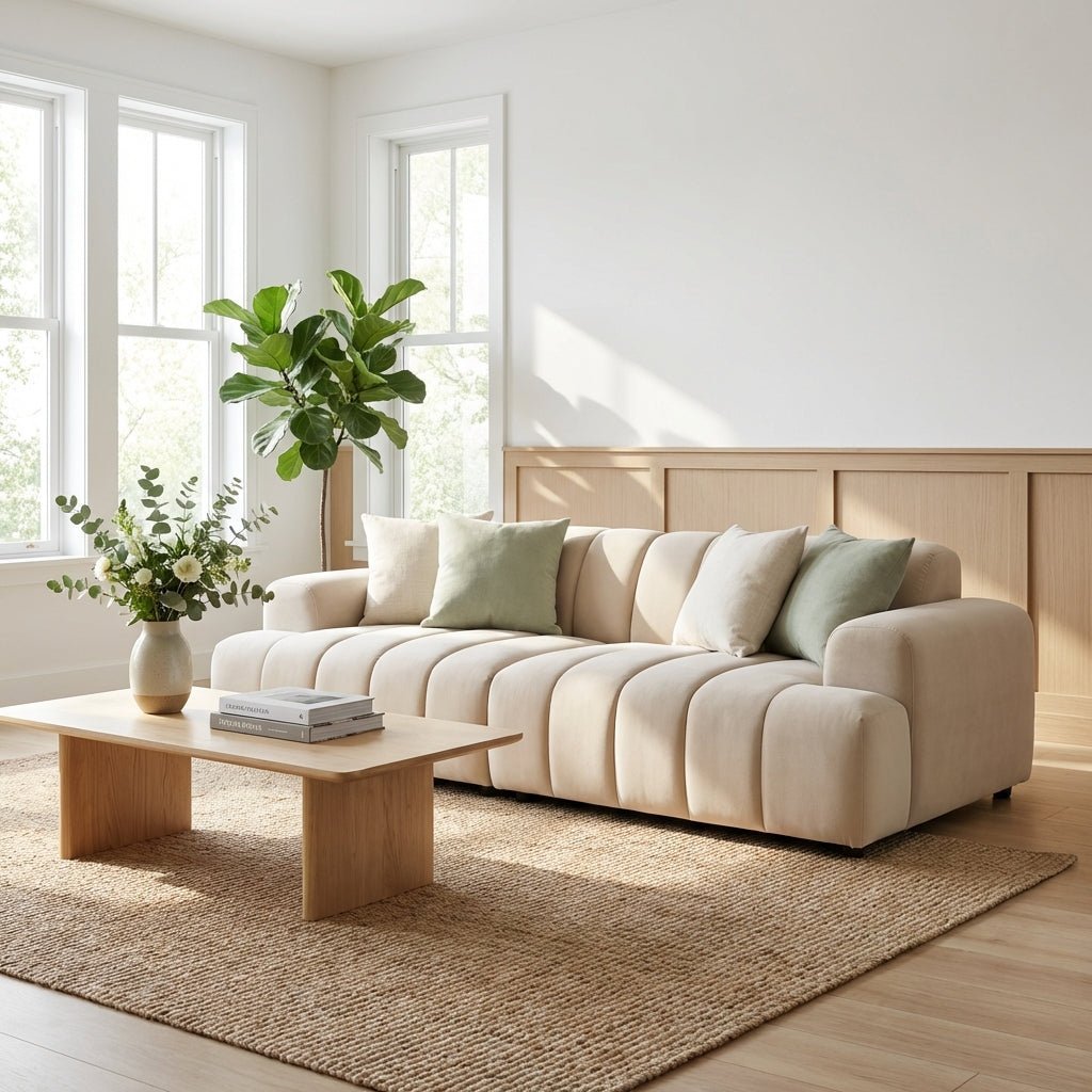 Canapé Lisbon Azure Lounge | Canapé modulable en lin | Cadre en chêne massif | Tissu résistant aux taches - Les Trouvailles de JustinesofaAltera120 cm