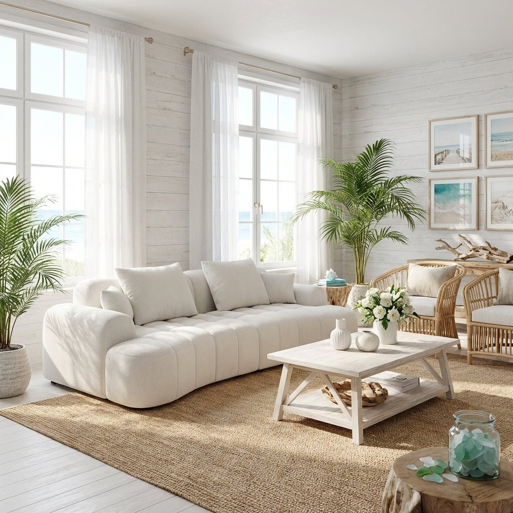 Canapé Lisbon Azure Lounge | Canapé modulable en lin | Cadre en chêne massif | Tissu résistant aux taches - Les Trouvailles de JustinesofaAltera120 cm