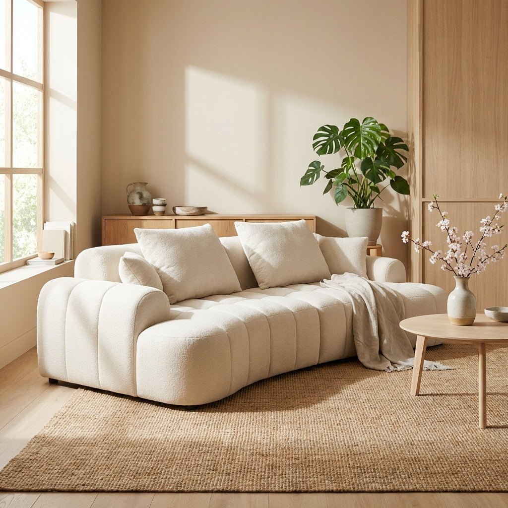 Canapé Lisbon Azure Lounge | Canapé modulable en lin | Cadre en chêne massif | Tissu résistant aux taches - Les Trouvailles de JustinesofaAltera120 cm
