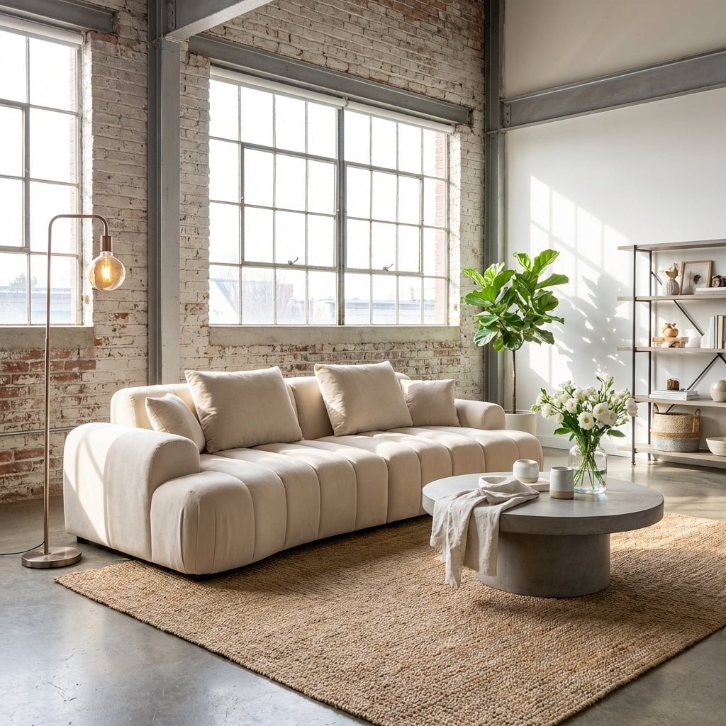 Canapé Lisbon Azure Lounge | Canapé modulable en lin | Cadre en chêne massif | Tissu résistant aux taches - Les Trouvailles de JustinesofaAltera120 cm