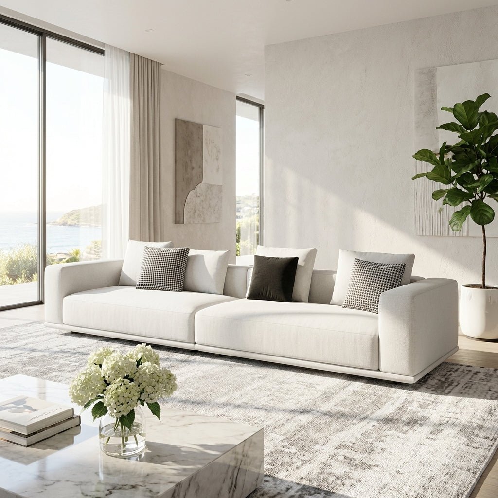 Canapé Nordic en tissu de coton et lin | Design nordique, élégant & durable - Les Trouvailles de JustinesofaAltera220 cm de longueur