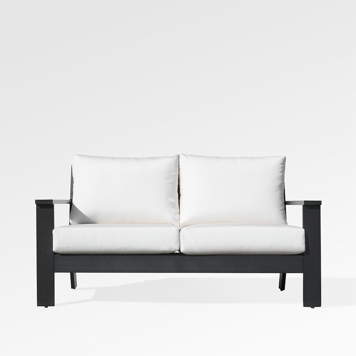 Causeuse Magnolia | Aluminium noir avec coussins Sunbrella® | 165 cm - Les Trouvailles de JustineloveseatsEncloverOuiBlanc