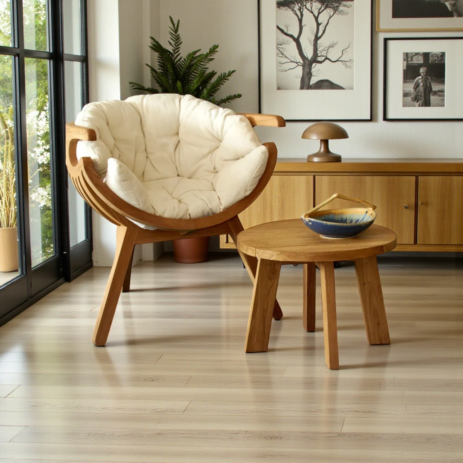 Chaise Shell en Teck Massif | Design Organique - Les Trouvailles de JustineChaises d'accentCRUSOË