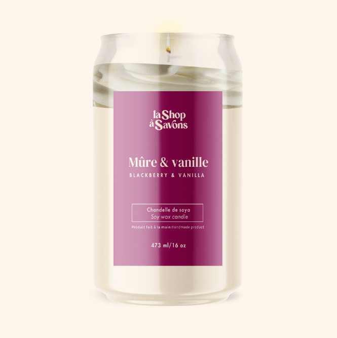 Chandelle de soya Mûre & Vanille 16 oz de La Shop à Savons