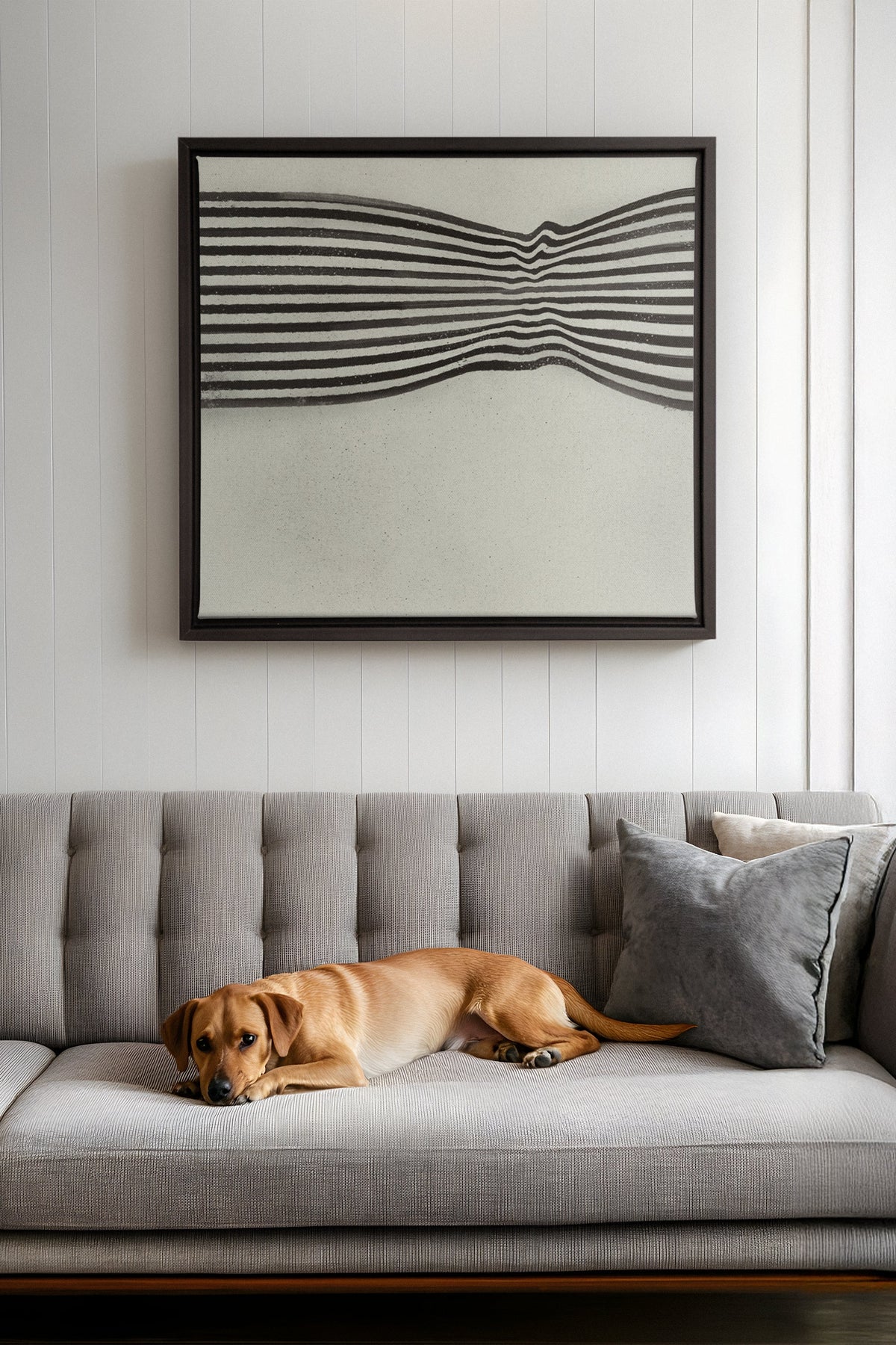 Œuvre sur toile Infinite Stripes | Art abstrait noir et beige
