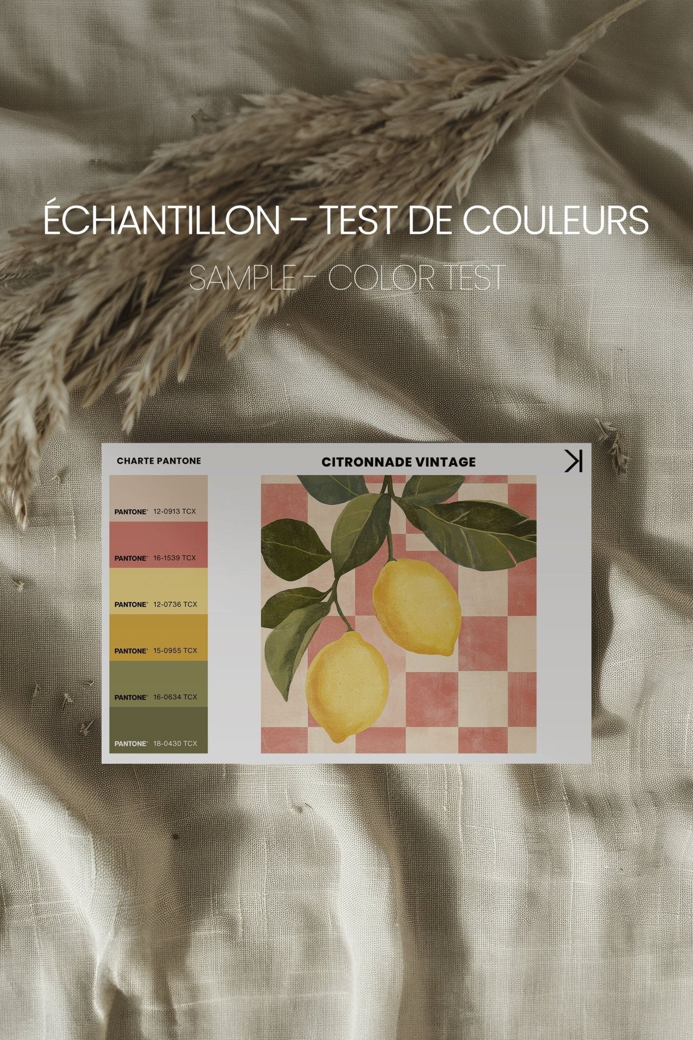 CITRONNADE VINTAGE, Oeuvre sur toile étirée - Les Trouvailles de JustinecanvasOleka CanvasÉchantillon - Test de couleursSans Cadre - Monté Galerie