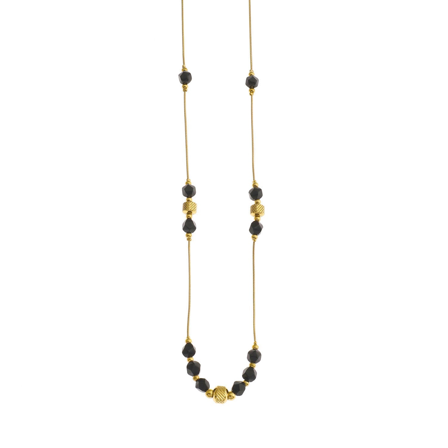 Collier MARA | Chaîne à perles en obsidienne noire & métal doré - Les Trouvailles de JustineNECKLACEHACKNEY NINE Jewellery
