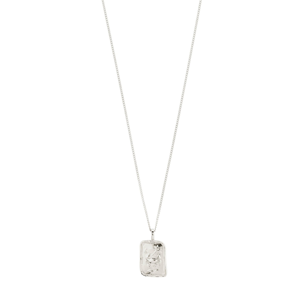Collier fin plaqué argent avec pendentif carré du signe Cancer