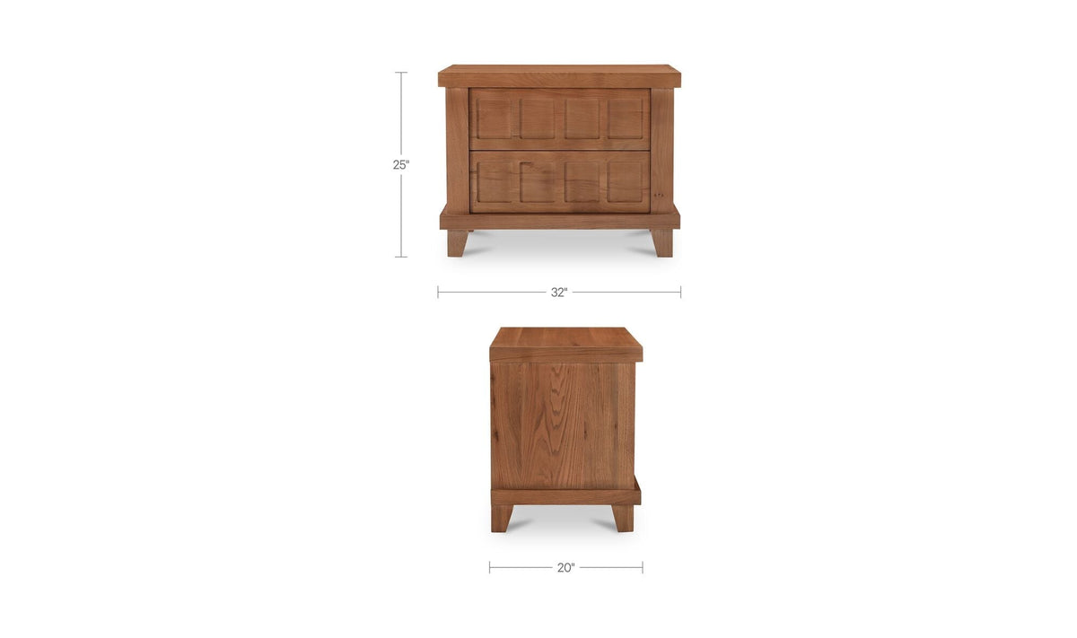 Ensemble de chambre Colton | Lit en cuir et manguier | Style mid-century