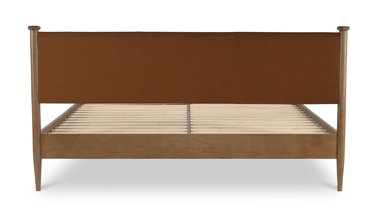 Ensemble de chambre Colton | Lit en cuir et manguier | Style mid-century