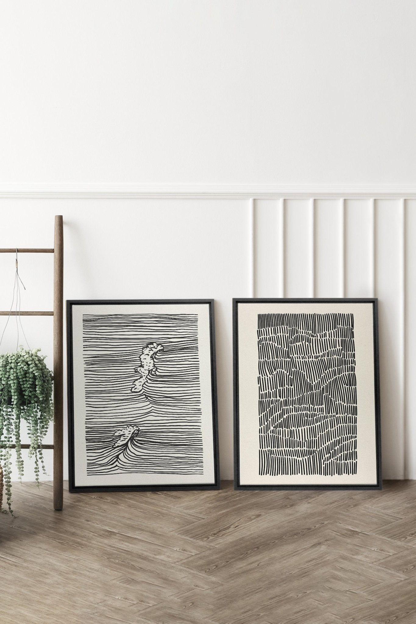 COMBINAISON WAVES LINES & ÉNIGME (2 toiles imprimées) - Les Trouvailles de JustineDernière chanceOleka Canvas9X12Noir