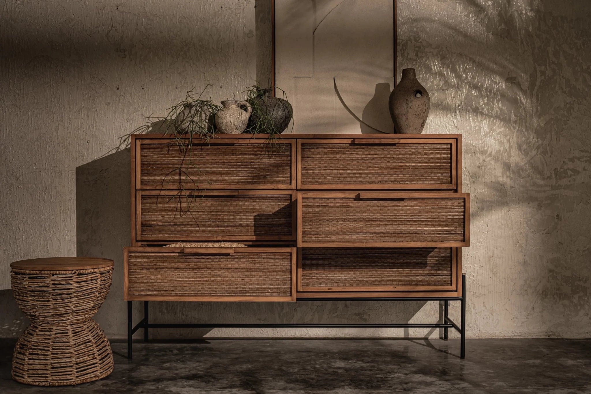Commode Coco à 6 tiroirs | Bois de teck et fibres naturelles | dBodhi - Les Trouvailles de JustineCommodesCRUSOË