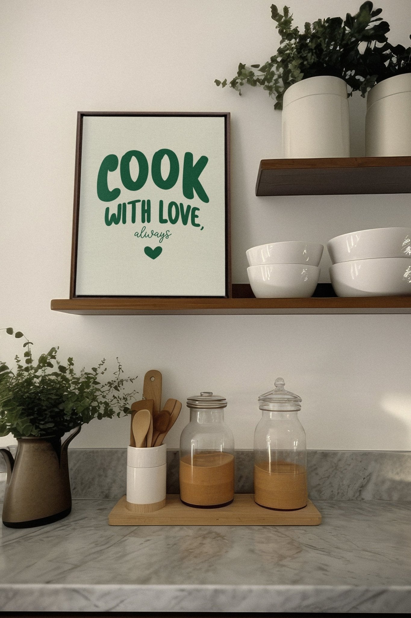 COOK WITH LOVE, Oeuvre sur toile étirée - Les Trouvailles de JustinecanvasOleka Canvas9x12Espresso