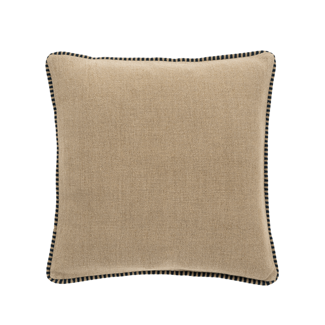 Coussin en lin Honfleur avec passepoil brodé | Indigo - Les Trouvailles de JustineIndaba HomeCOVER WITH FEATHER DOWN