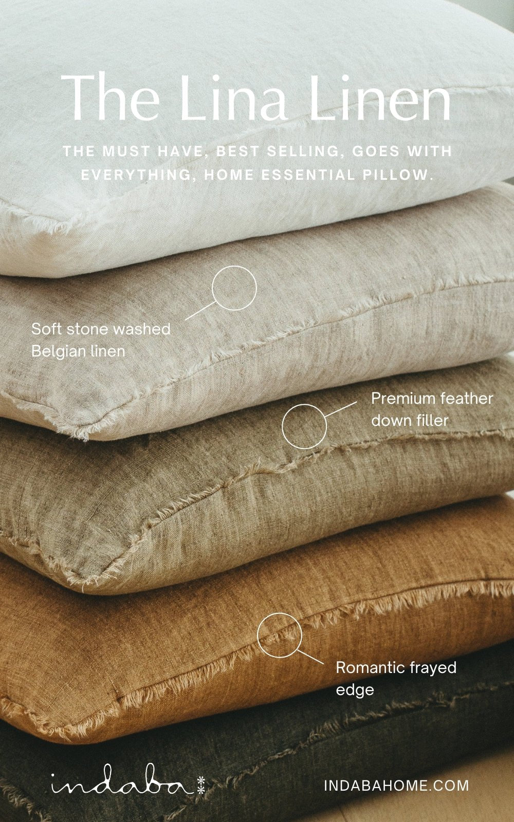 Coussin en Lin Lina | 60x60 cm | Couleur Glacier - Les Trouvailles de JustineIndaba HomeCOVER WITH FEATHER DOWN FILLER