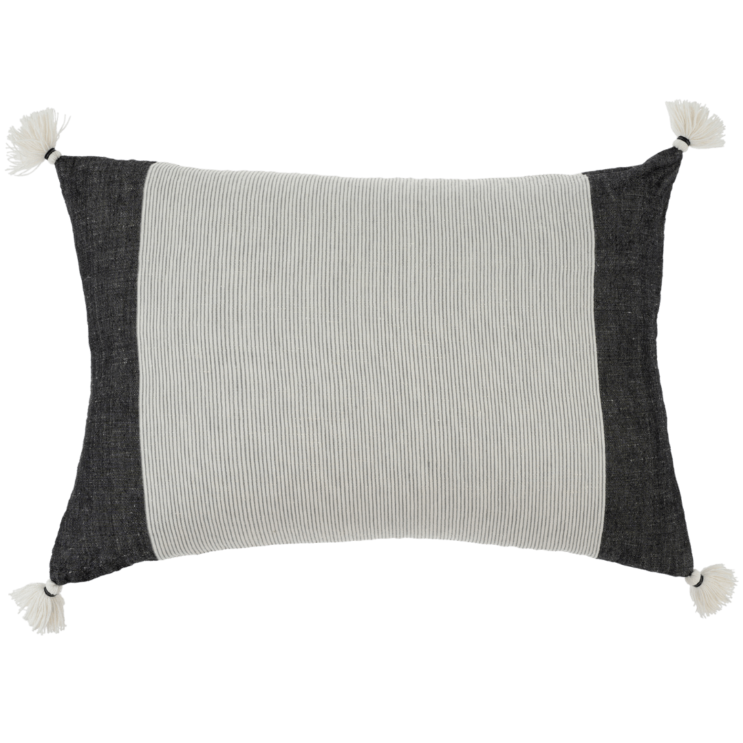 Coussin en lin South Beach | 41 X 61 cm | Rayures fines et détails tissés à la main - Les Trouvailles de JustineIndaba HomeCOVER WITH FEATHER DOWN FILLER