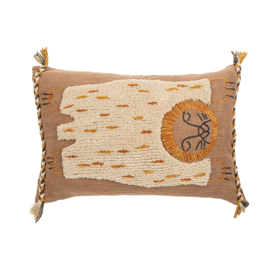 Coussin Lion Paresseux 40x60 cm | Charme Exotique Façonné à la Main - Les Trouvailles de JustineIndaba HomeCOVER WITH FEATHER DOWN FILLERS
