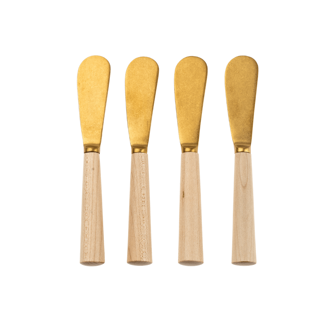 Couteaux à tartiner en érable et acier doré | Ensemble de 4 | Forgés à la main - Les Trouvailles de JustineIndaba Home