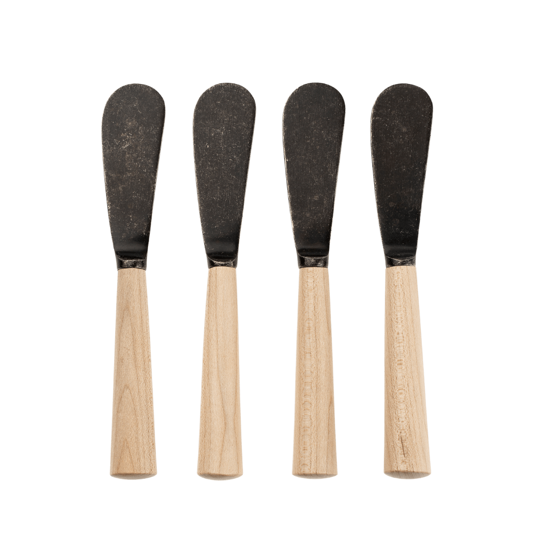 Couteaux à tartiner en érable et acier noir | Ensemble de 4 | Forgés à la main - Les Trouvailles de JustineIndaba Home