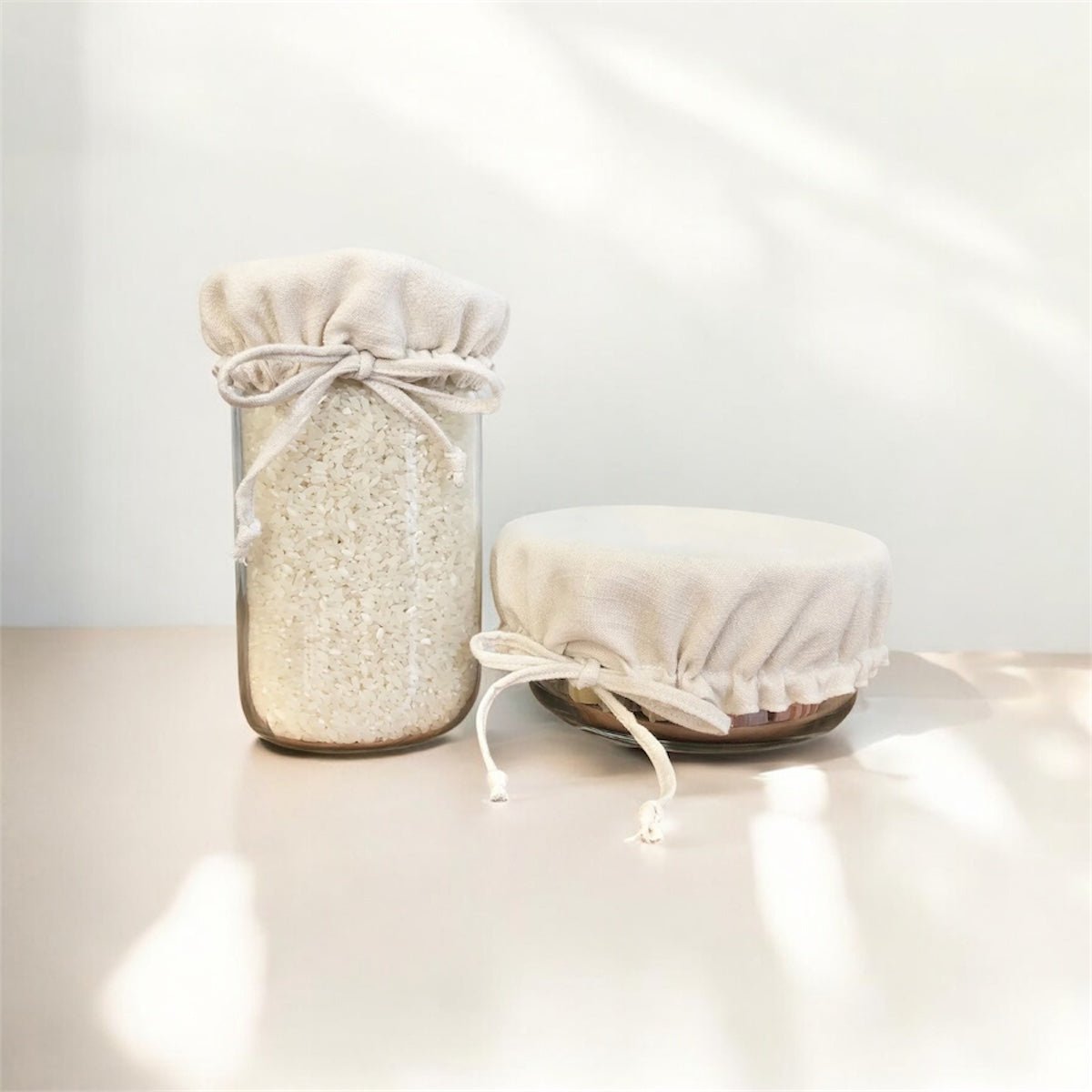 Couvercles en lin pour pots et bols réutilisables | Fait à la main - Les Trouvailles de JustineKitchen AccessoriesEco BeigeCouvercle pour pot