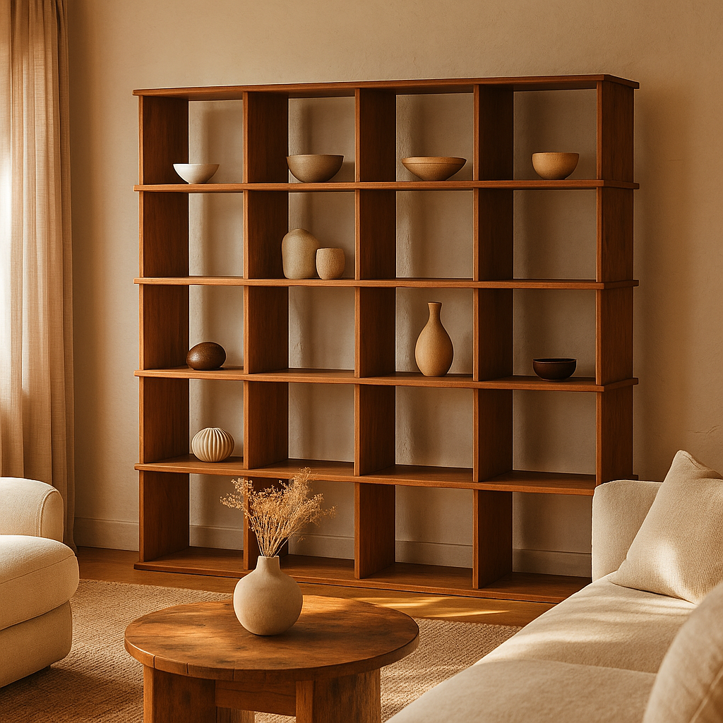 Bibliothèque Cube en Chêne Rouge Massif | Fait à la main | Rouge naturel