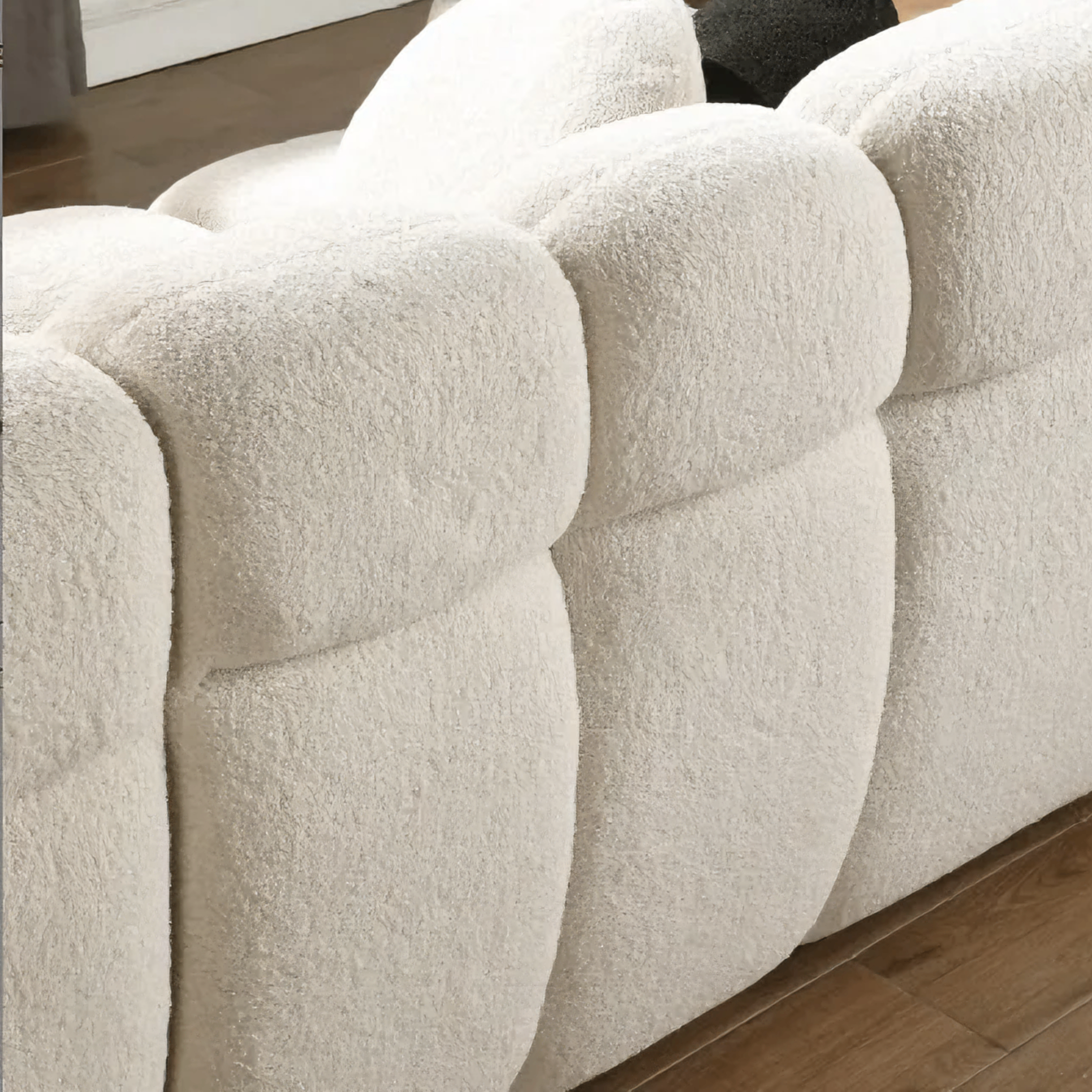 Canapé bouclé marshmallow | 3 places | 2 teintes disponibles