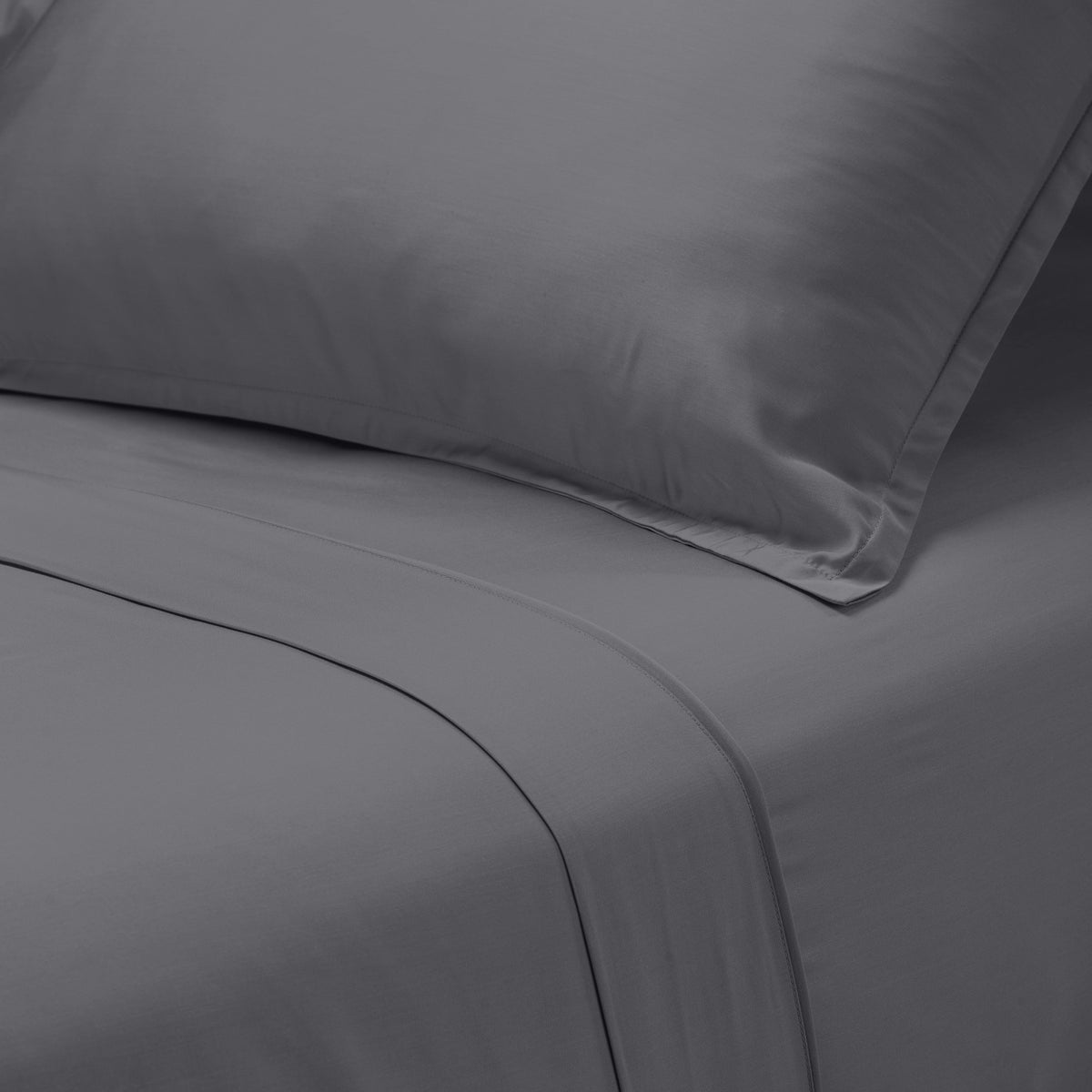 Ensemble de draps en bambou charcoal : drap-housse gris foncé ajusté