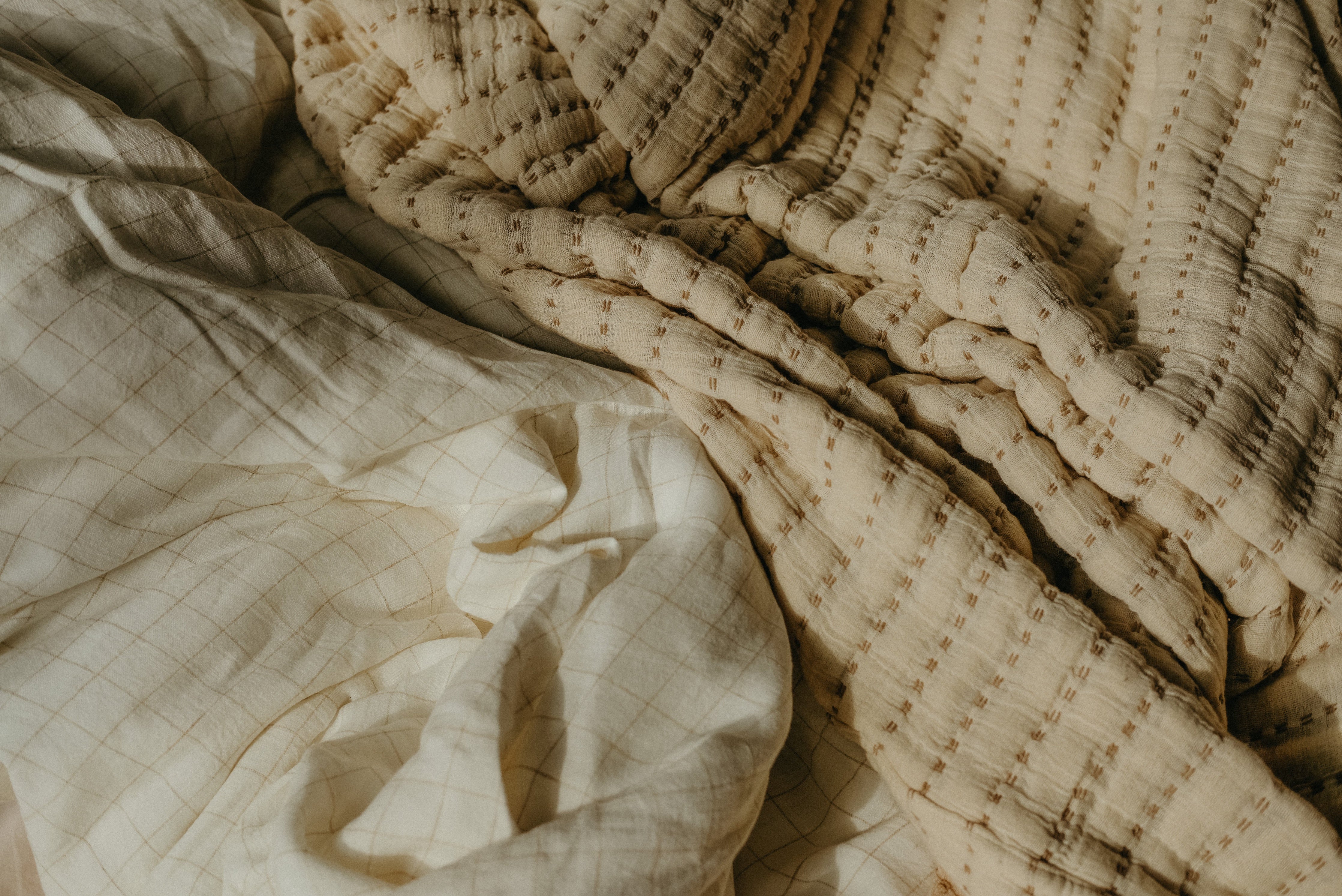 Jeté Verbier en coton double gaze | Fait main