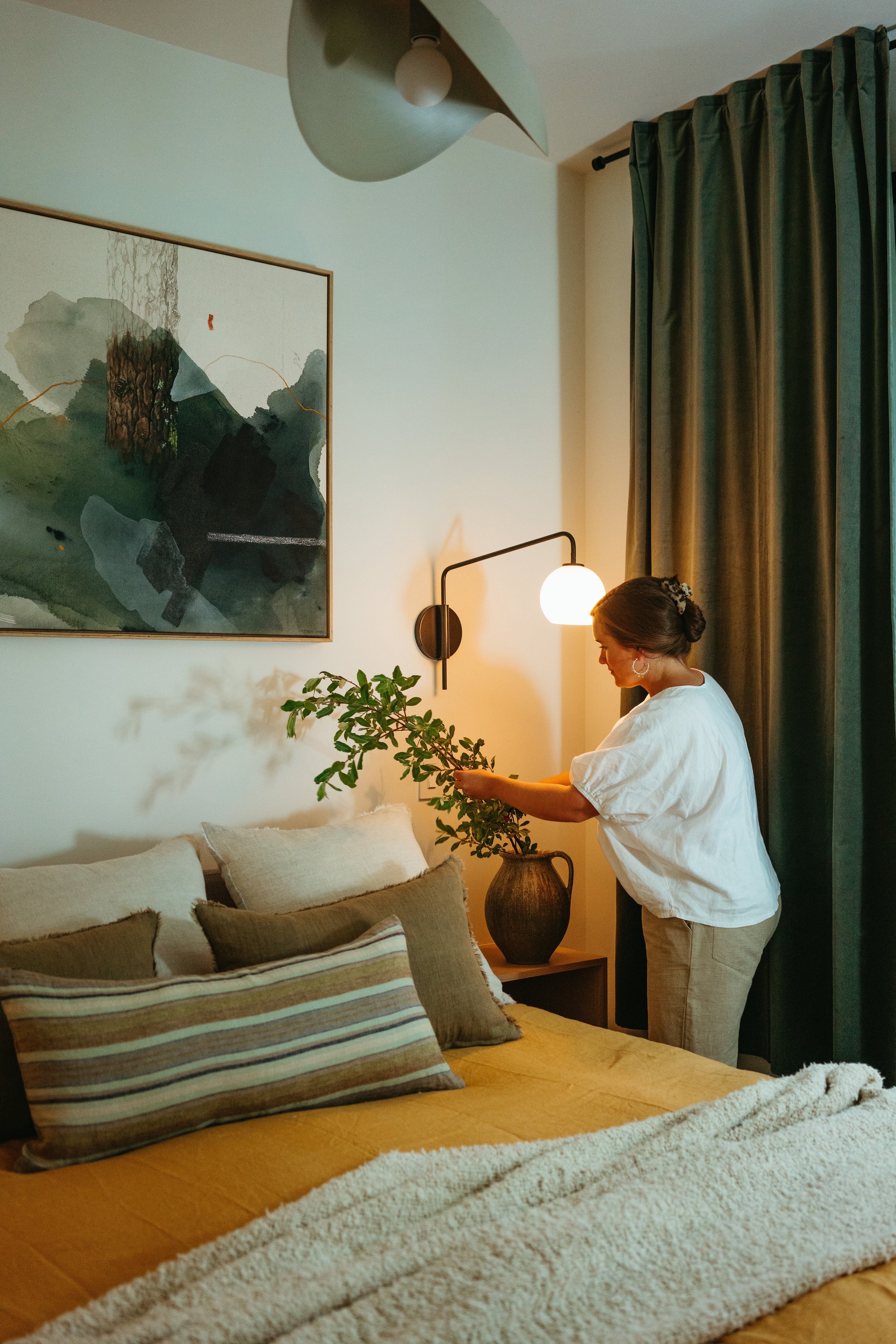 Ensemble Housse de Couette en Lin Européen Curry | Format King | Collection Rêverie