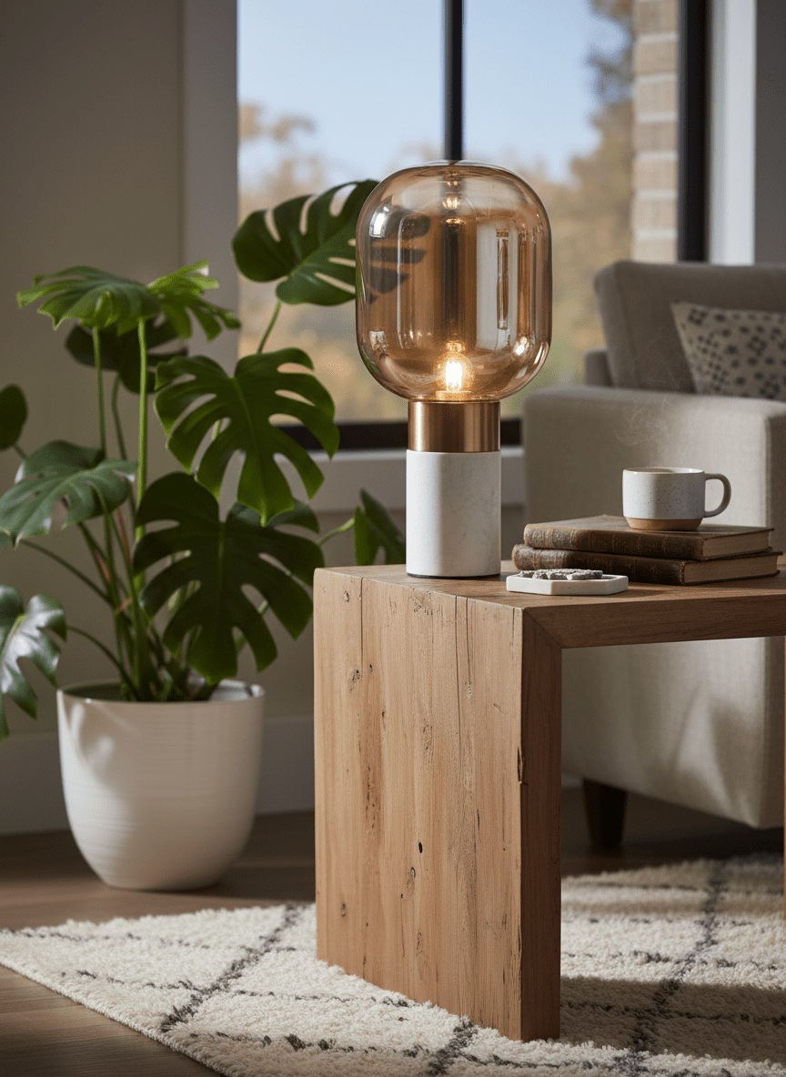 Lampe de table Elysian Altera base effet marbre et structure en fer