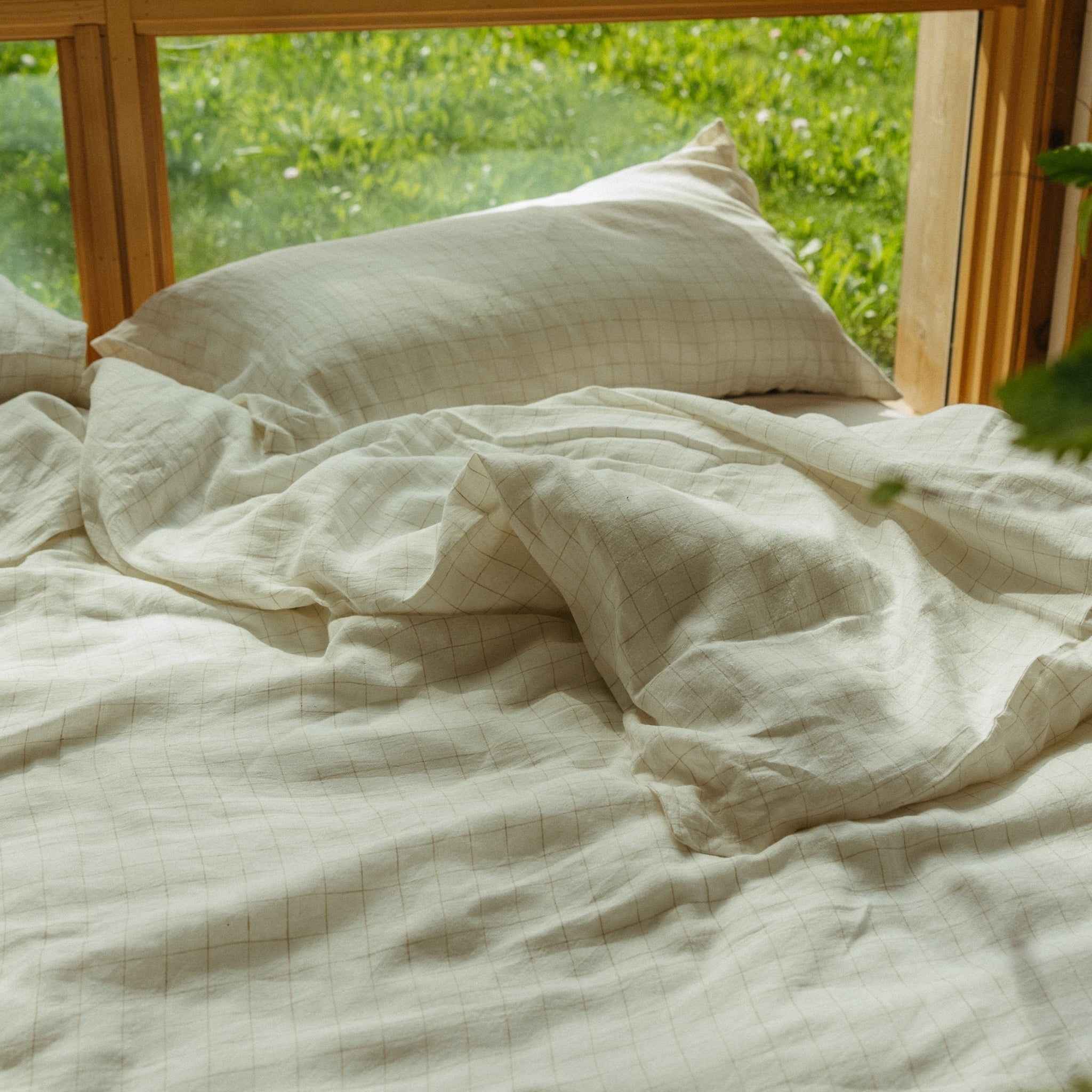 Ensemble de housse de couette Linen Check | Taille King | Lin Européen | Ivoire - Les Trouvailles de JustineIndaba Home