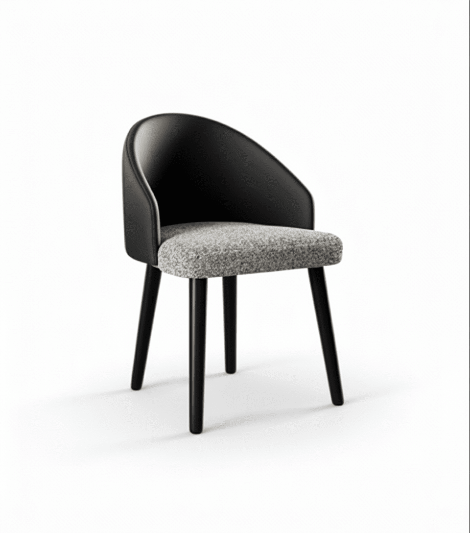 Chaise de salle à manger Arcadia en cuir végan sur fond blanc