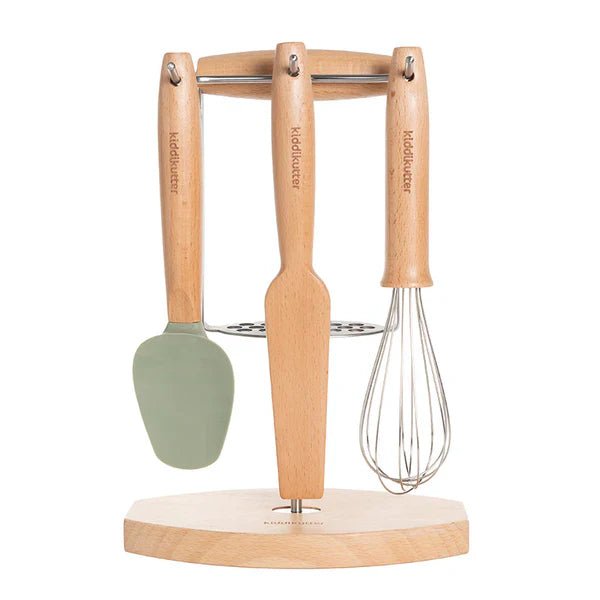 Ensemble d’ustensiles de cuisine enfant en bois de hêtre Kiddikutter