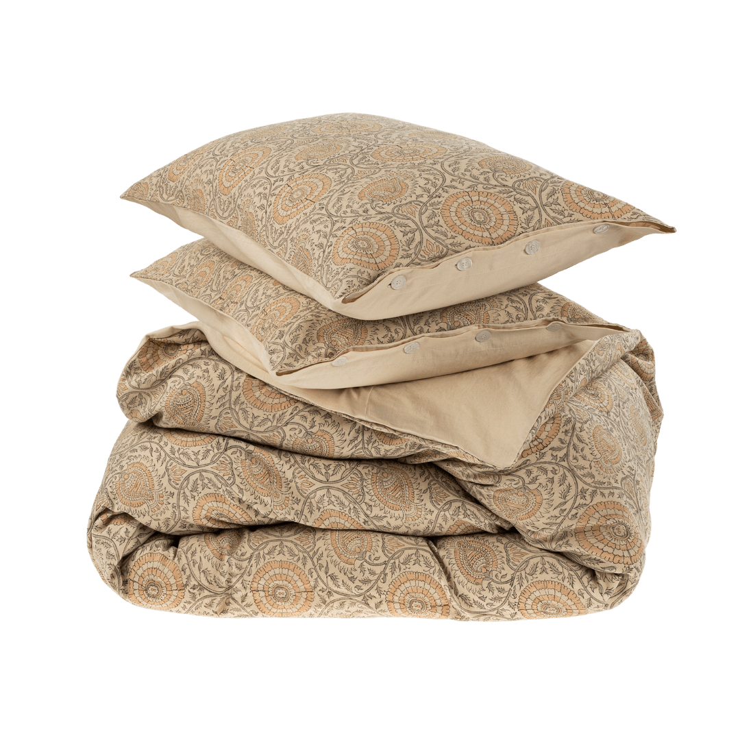 Ensemble housse de couette Botanique imprimé à la main | King - Les Trouvailles de JustineIndaba Home